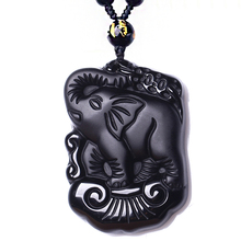 Collar de Elenphant obsidiana negra para hombre y mujer, colgante de Ganesha, joyería para mujer, envío directo 2024 - compra barato