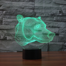 Luz Nocturna 3D con cabeza de perro para niños, lámpara LED de mesa táctil remota 3D, 7 colores, luz LED intermitente como decoraciones para fiestas navideñas 2024 - compra barato
