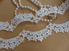 5 Yards new victorian white lace ribbon with sakura flower motif for wedding, headbands, jewelry lace 2024 - buy cheap