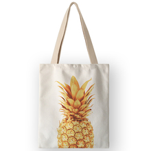 Women Canvas Bags Pineapple Print Shopper Shopping Bags Ladies Handbags Large Capacity tote bag AKB01013 2024 - buy cheap