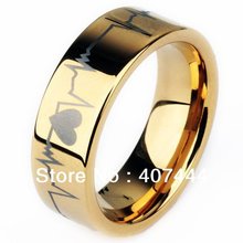 YGK 8mm Gold Color Pipe Tungsten Carbide Ring for Men Women Laser Engraved Forever Love Anniversary Wedding Band Comfort Fit 2024 - buy cheap