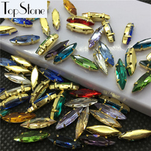 TopStone 100pcs/lot More Colors 4x15mm Navette Fancy Stone With Gold-Claw Setting Marquise Glass Crystal Sew On Stone 2024 - buy cheap
