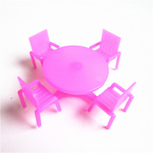 1 Набор Розовой посуды (4 стула + 1 стол) игровой домик игрушки розовый детский стул стол для кукольного дома кукольный домик мебель 2024 - купить недорого