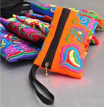 10 pieces Top-sale Hot New Embroidered Wallet Purse Handmade Ethnic Flowers Embroidery Women Long Wallet Day Clutch HandBag 2024 - buy cheap