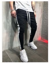 Pants Men 2018 casual Fashion Fit  Striped Drawstring Elastic Waist High Workout Hip Hop Track Trousers 2024 - buy cheap
