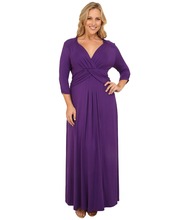 JLI MAY women Sexy plus size maxi dress black purple Autumn spring deep V-neck three Quarter sleeve casual Party long Dresses 2024 - buy cheap