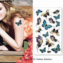 Nu-TATY colorida mariposa arte de cuerpo del tatuaje temporal brazo tatuaje Flash pegatinas 17*10cm impermeable Henna falso dolor tatuaje 2024 - compra barato