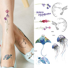IORIKYO-tatuaje temporal de dibujos animados para niños, tatuaje de flor para brazo fino, pegatinas para manos de tortuga, arte impermeable 2024 - compra barato