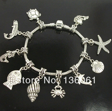 5pcs Fashion Jewelry Vintage Silvers Mixed Fish Turtle  Charms Bracelets Bangle For Women Jewelry DIY  Accessories Gifts P1967 2024 - buy cheap