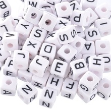 100PCs Mixed Cubic Acrylic Letter Beads For Jewelry Making Alphabet Beads DIY Jewelry Accessories Fit Necklace Bracelet 10x10mm 2024 - buy cheap