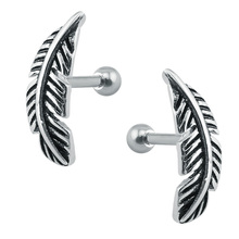 Showlove-10pcs Surgical Steel Ear Helix Cartilage Bar Piercing Bird Feather 1.2mm Ear Studs Earrings 16G Body Piercing Jewelry 2024 - buy cheap