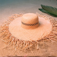 Handmade Weave Raffia Straw Women Beach Sun Hat With Floppy Wide Brim Dome Lady Bucket Sunbonnet Size 57CM 2024 - buy cheap