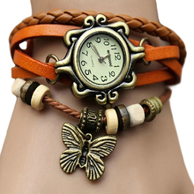 Женские кожаные часы в стиле ретро, 6 цветов, Роскошные Кварцевые часы с украшением в виде бабочки в винтажном стиле, новый дизайн 5D9U 6YLF C2K5W 2024 - купить недорого
