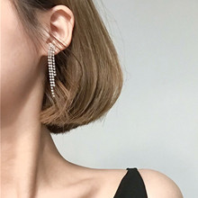 Long Tassel Drop Earrings For Women Crystal Rhinestone Big Hanging Dangle Earrings Bride Wedding Jewelry 2024 - buy cheap