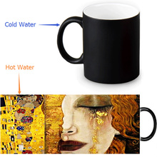 Taza mágica de cuadro de Gustav Klimt que cambia de color para café, té y Taza de leche, tazas mágicas personalizadas de viaje divertidas, novedad, 12 OZ/350ml 2024 - compra barato