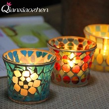 Qianxiaozhen Manual Patch Glass Candle Holders Wedding Decorations Candles Home Decoration Candle Lantern 2024 - buy cheap
