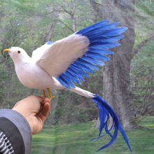 plastic foam & feathers bird large 46cm spreading wings blue feathers bird model toy,prop,home bonsai decoration gift w5553 2024 - buy cheap