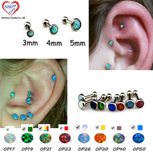 Showlove-1pcs Opal Gem Ear Cartilage Helix Studs Rings Piercing 3mm&4mm&5mm Stud 2024 - buy cheap