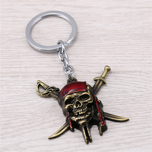 Julie 12Pcs/lot 2 Colors Pirates of the Caribbean Keychain Captain Jack Sparrow Mask Skull With Crossbones Key Holder Chaveiro 2024 - buy cheap