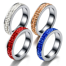 new trendy blue color finger rings for women men wedding bands ring stainless steel cubic zirconia couple fashion Jewelry gifts 2024 - buy cheap