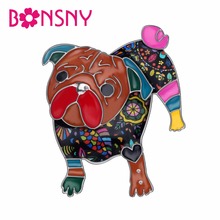 Bonsny, сплав, эмаль, уникальная новинка, мопс, собака, броши, модная одежда, заколка на шарф, модные ювелирные изделия с животными для женщин, девочек, подарок, Bijoux 2024 - купить недорого
