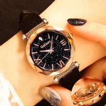 Reloj de pulsera de cuarzo para mujer, con diamantes de imitación de cuero, cielo estrellado, a la moda 2024 - compra barato
