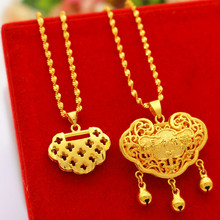 Boutique packaging 24K Gold Color Longlife Lock Pendant Necklaces For Woman Pendant chock Necklace Bijoux Jewelry Wholesale 2024 - buy cheap