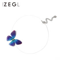 Женское Ожерелье ZEGL, простая короткая цепочка на ключицы в виде рыбки-бабочки, модное корейское студенческое маленькое свежее ожерелье Mori 2024 - купить недорого