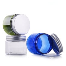 Frasco de creme cosmético pet com tampa de alumínio, novo frasco vazio azul para embalagem, caixa com tampa de plástico larga, 50g 2024 - compre barato