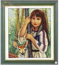 Needlework,DIY Cross Stitch,Sets For Embroidery kits,14CT&16CT&18CT,Girl with deer 2024 - buy cheap