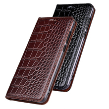 Natural Genuine Cow Leather Cover Case For Huawei Ascend Mate 10 Pro Crocodile Grain Flip Stand Phone Cover Case 2024 - buy cheap