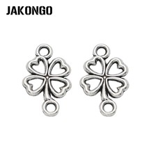 JAKONGO  Antique Silver Plated Clover Connector for Jewelry Making Bracelet Necklace DIY Handmade Craft 20x13mm 30pcs/pcs 2024 - buy cheap