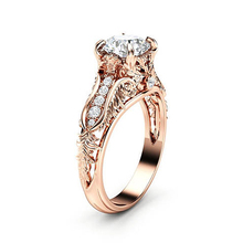 Hainon 2019 anillos de dedo de compromiso de boda de cristal blanco relleno de oro rosa de lujo tamaño 6-10 Color plateado de moda anillos 2024 - compra barato