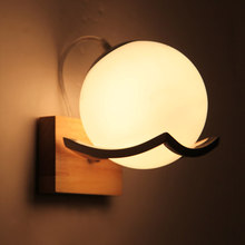 Creative Ball Glass Wall Sconce Simple Modern Wooden LED Wall Light Fixtures For Bedroom Wall Lamp Home Lighting Lamparas 2024 - buy cheap