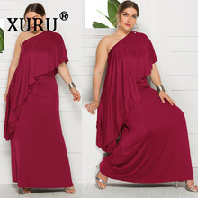 XURU Summer New Women's Sexy Dresses Solid Color Shoulder Loose Long Dress Large Size Dress M-3XL 2024 - buy cheap