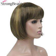 StrongBeauty-Peluca de cabello sintético Natural para mujer, pelo corto recto Bob 2024 - compra barato
