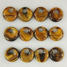 Olho de tigre 18mm contas de pedra natural para fazer jóias charme colar brincos acessórios donut boa qualidade 24pc atacado 2024 - compre barato