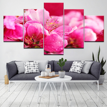 Arte da parede da lona modular pintura da parede flor pintura em tela imagem para sala de estar quadros 5 painel arte 2024 - compre barato