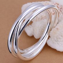 B047 silver fashion jewelry 925 jewelry silver plated bangle bracelet Triple Ring Bangle /YQKNZVWJ SDZVQEZS 2024 - buy cheap