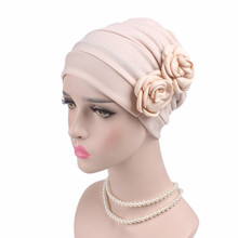 Muslim Women Two Floral Ruffle Cotton Turban Hat Bandanas Headwraps Cancer Chemo Beanies Cap Headwear Ladies Hair Accessories 2024 - buy cheap
