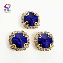 Royalblue Round shape top glass crystal rhinestones with hole,golden bottom sew on stone for Diy Clothing accessories 2024 - buy cheap