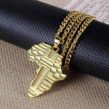 Statement Gold Africa Map Necklaces & Pendants Women Men Hip Hop Jewelry Punk Style Fashion Long Chain Necklace Boys Gifts 2024 - buy cheap
