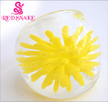 Anillo de moda de serpiente roja, hecho a mano, amarillo limón con flor, anillos translúcidos de cristal de Murano 2024 - compra barato