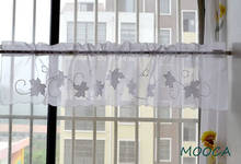 maple leaf embroidered short kitchen curtain white valance 2024 - buy cheap