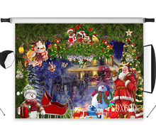 LB Polyester & Vinyl Santa Claus Reindeer Sleigh Snowman Xmas Backdrops Background For Photography Studio Backdrop Photo Props 2024 - buy cheap