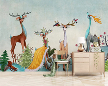 Beibehang-papel tapiz nórdico personalizado minimalista moderno pintado a mano animal PEQUEÑO niños, Fondo de sala de estar papeles tapiz decoración del hogar 2024 - compra barato