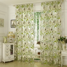 1pc Flower Printed Tulle Door Window Curtain Drape Panel Sheer Scarf Valances Drapes In Living Room Home Sheer Voile Valances 2024 - buy cheap