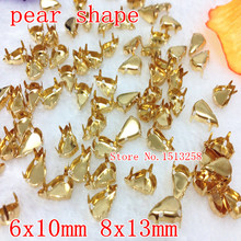 Metal dorado en forma de gota de pera, ajuste de garra en forma de lágrima, tazas de 8x13mm,10x6mm, 6x10mm, 8x13mm 2024 - compra barato