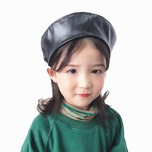 oZyc Brand Fashion cute Pu Leather Beret Hat Women Cap Female Kids Children Beanie Beret Girls For Spring And Autumn 2024 - buy cheap