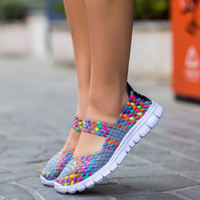 Women sneakers 2022 new fashion breathable weaving casual shoes woman comfortable flats sneakers women shoes zapatos de mujer 2024 - compre barato